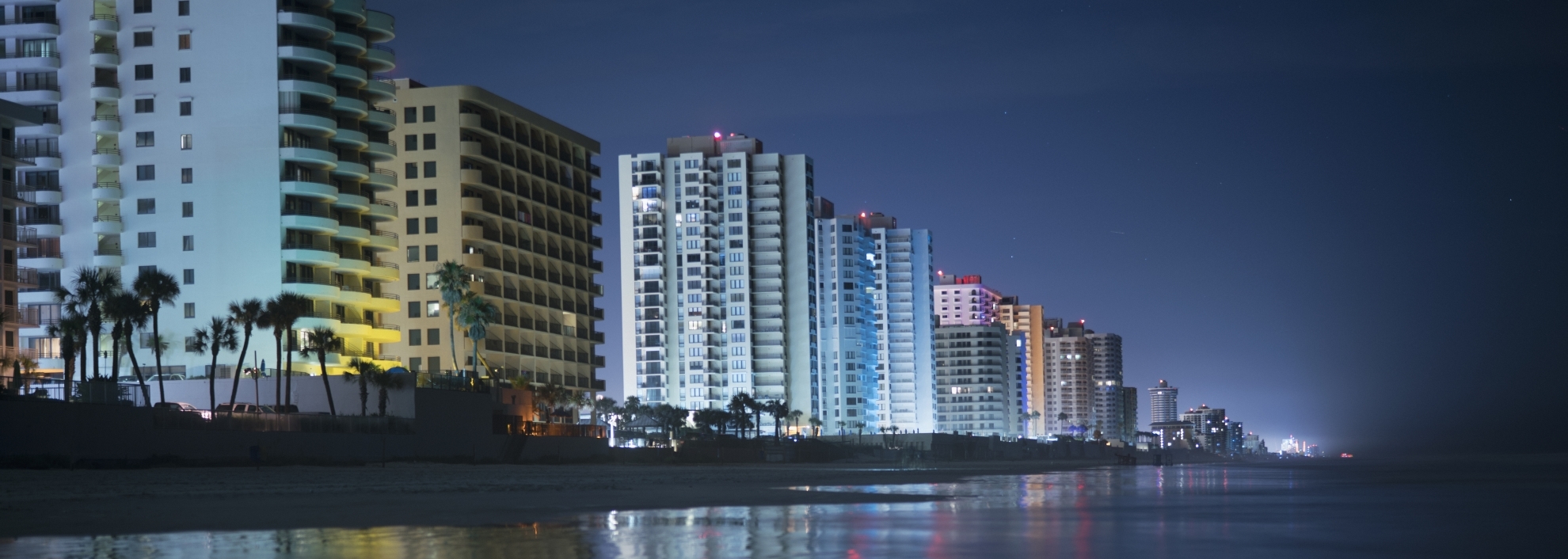 Daytona Beach coastline at night